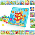 TINOTEEN Button Art Pegboard Puzzle - Toddler Color Learning Toy