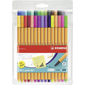 STABILO Point 88 Fineliner Pens - 30 Assorted Colors with 5 Neons