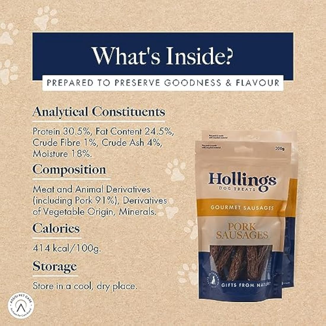 Hollings Pork Sausages Dog Treats | Natural Air Dried Chews (3kg)