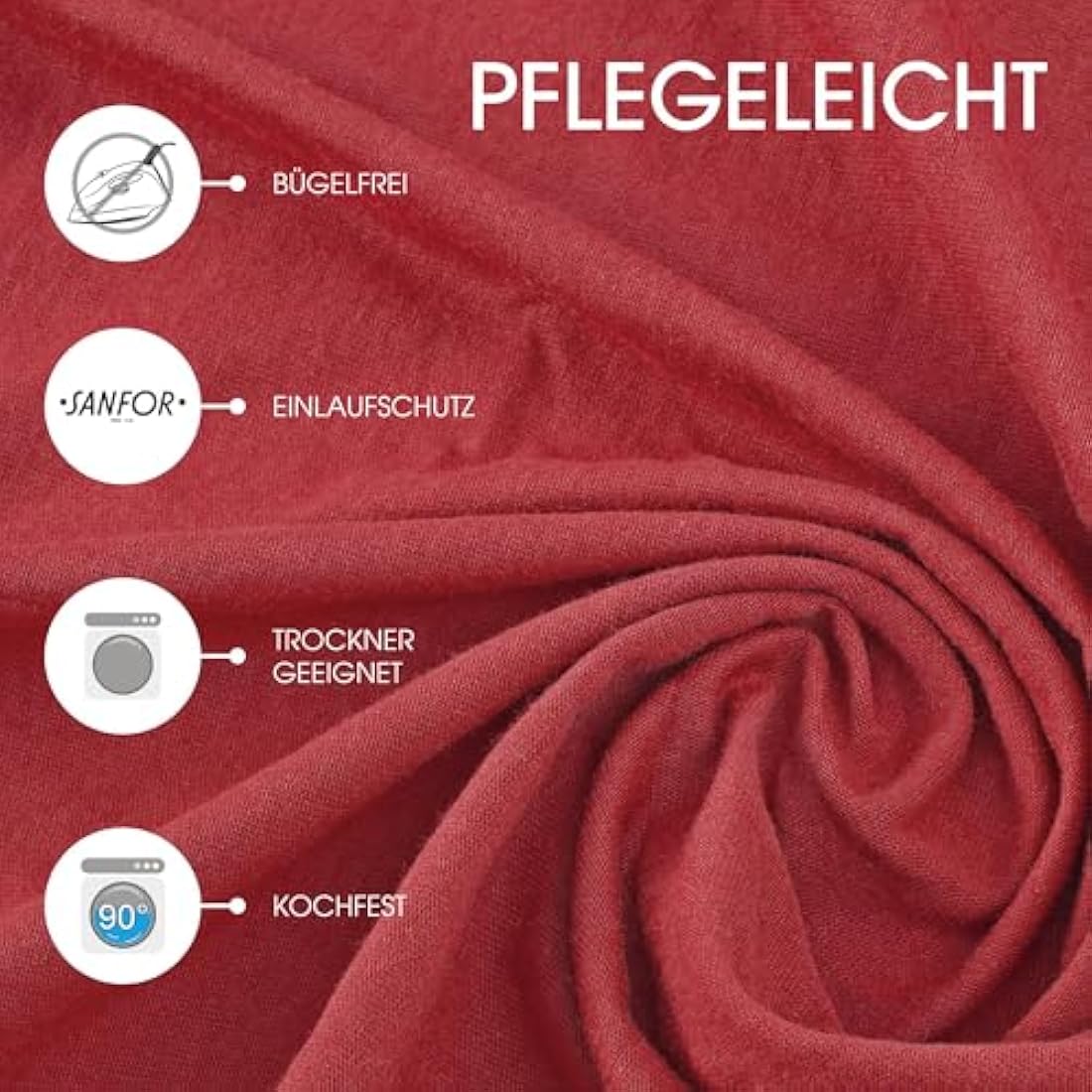 CelinaTex Lucina Cotton Fitted Sheet | 180x200-200x200cm | Ruby Red