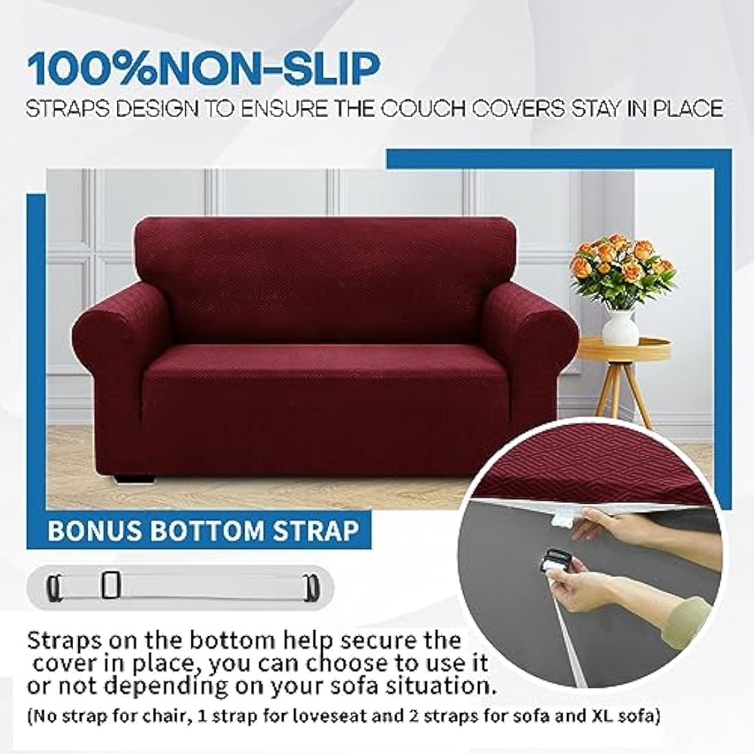 XINEAGE Stretch Jacquard Sofa Cover – 3 Seater Non-Slip Couch Protector
