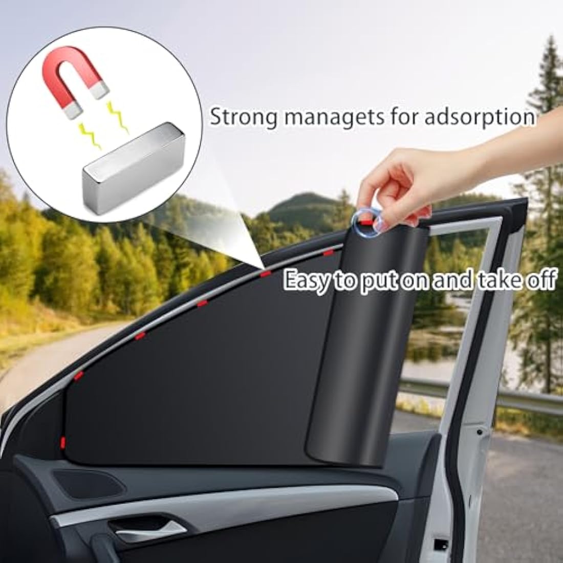 ZATOOTO Magnetic Car Side Window Shades – Opaque Privacy Sunshades, 2PCS