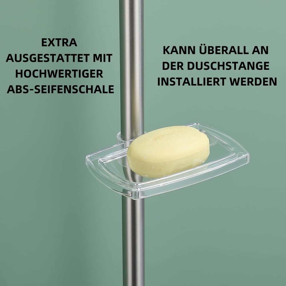 HomeHeng 80cm Shower Riser Rail | Brushed Nickel Slide Bar with Soap Dish