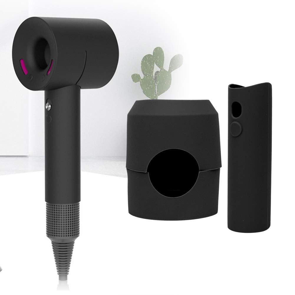 Silicone Hair Dryer Cover for Dyson – Anti-Scratch Black Case