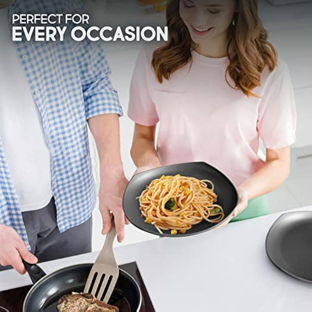 Greentainer 16-Piece Unbreakable Plastic Dinnerware Set - Grey Service for 4
