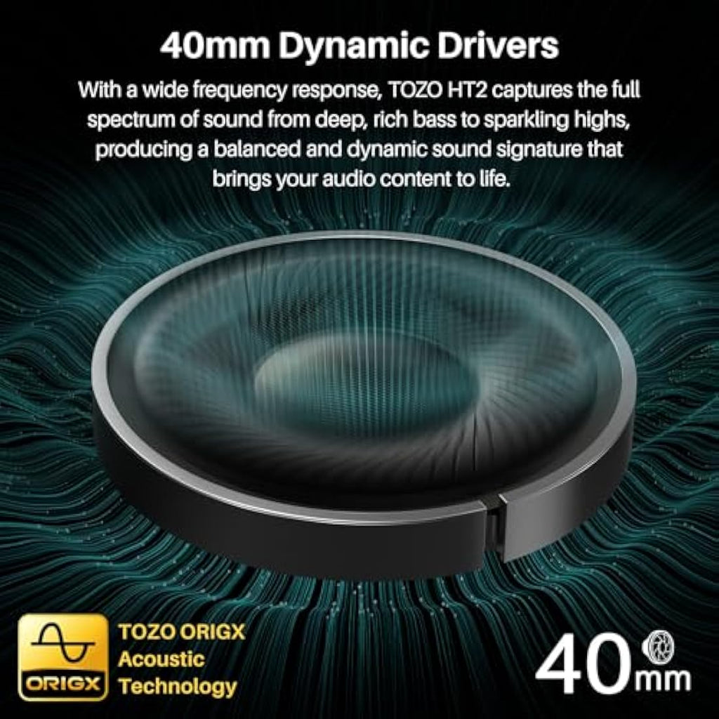 TOZO HT2 Hybrid Active Noise Cancelling Over Ear Wireless Headphones