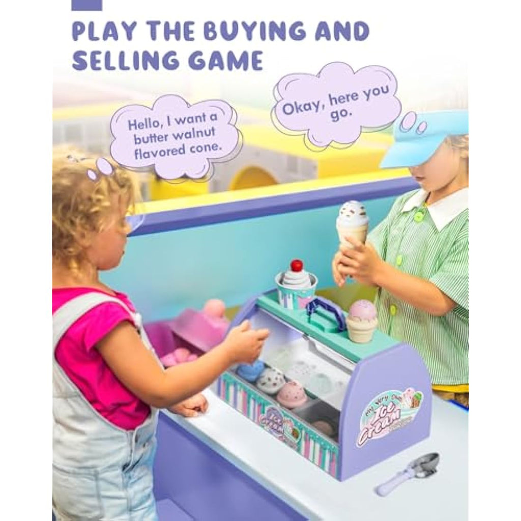Lehoo Castle Ice Cream Toy Set - 28pc Pretend Play Food & Montessori Gift
