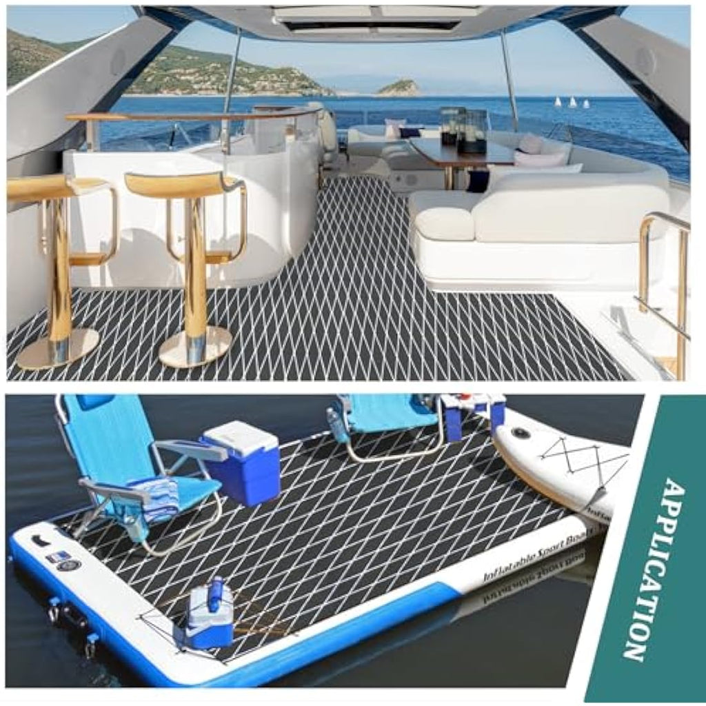 KXKZREN EVA Foam Boat Flooring – 6mm Diamond Non-Slip Marine Decking Sheet