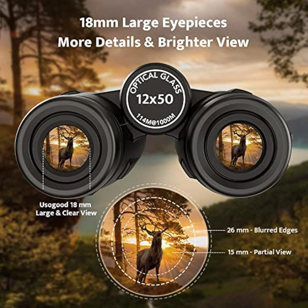 Usogood 12x50 High Power Binoculars for Bird Watching with Tripod