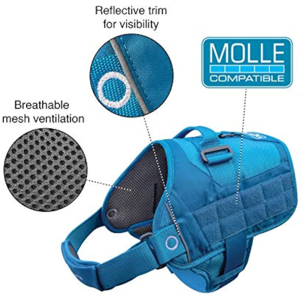 Kurgo RSG Townie Dog Hiking Harness – MOLLE Compatible – Coastal Blue