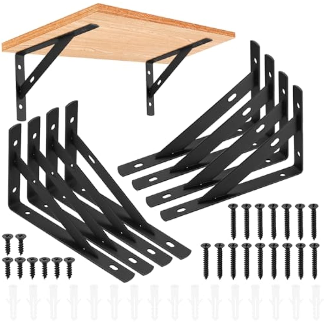 Jolof Store Heavy Duty Iron Shelf Brackets - 8 Pack Triangle Wall Mount