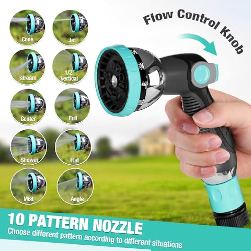 HAUSHOF 30m Wall Mounted Retractable Garden Hose Reel with 10-in-1 Spray Gun