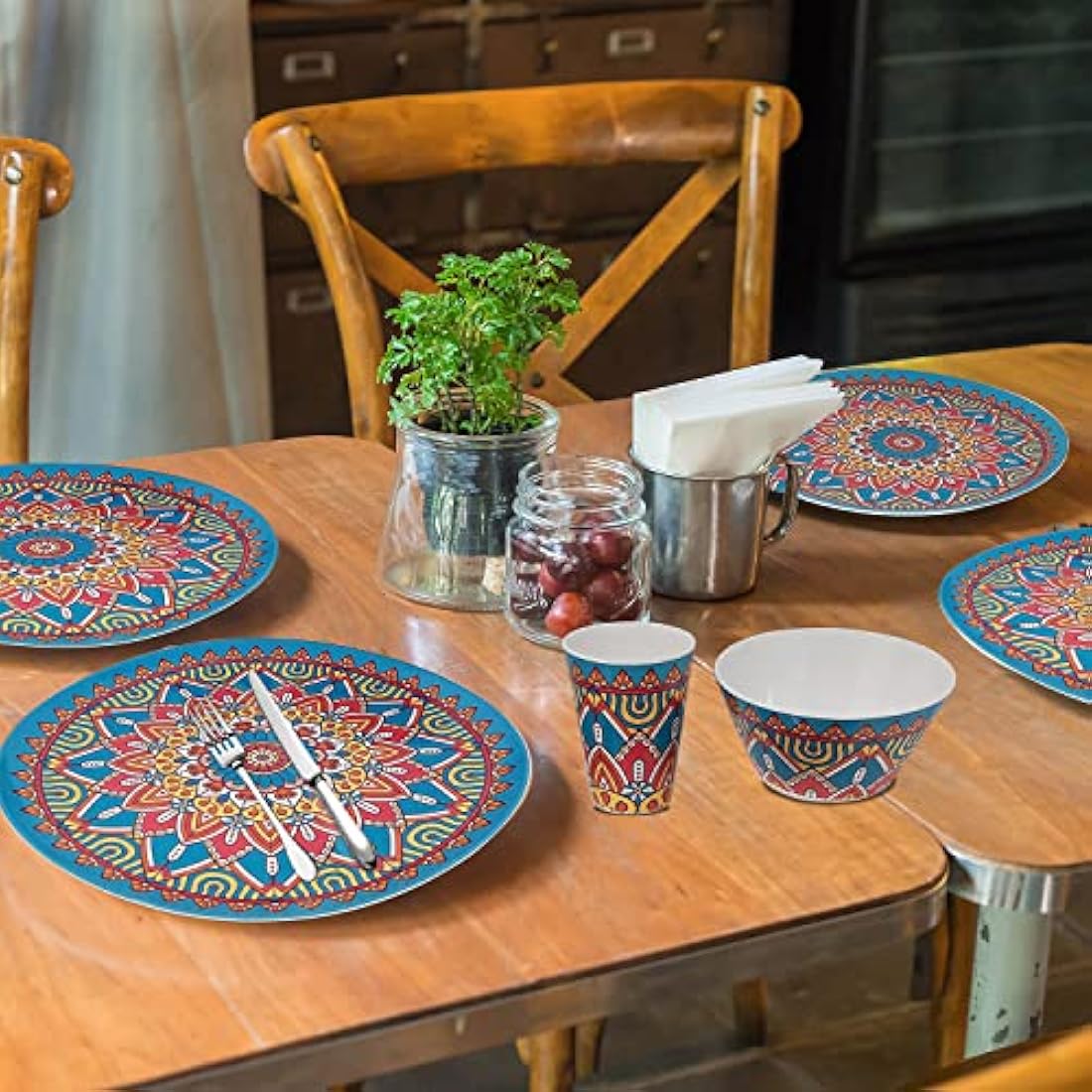 16pc Melamine Dinnerware Set – Moroccan Design Outdoor Dining