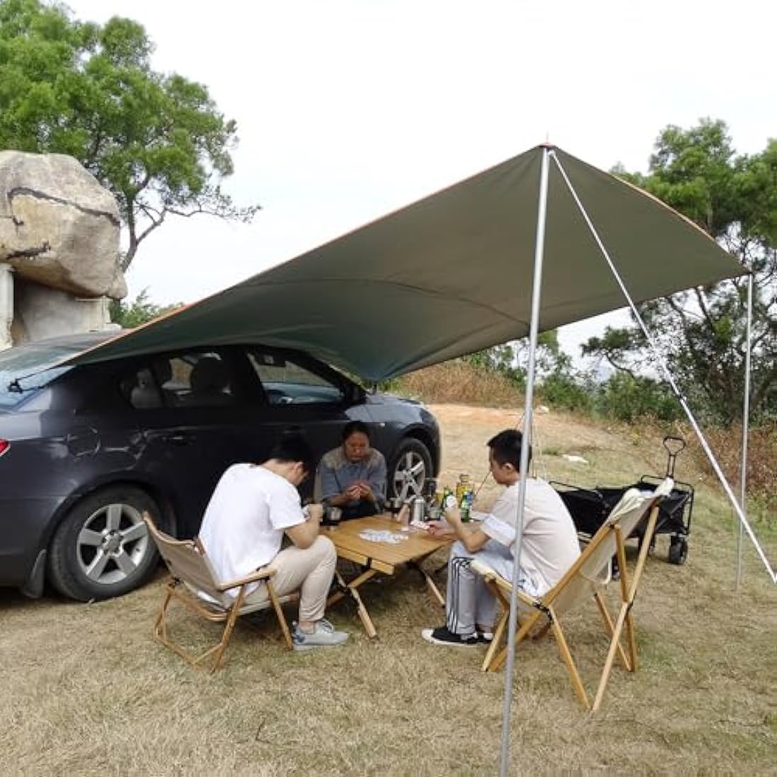 3x5m Waterproof Car Awning – Camping Tarp with Poles