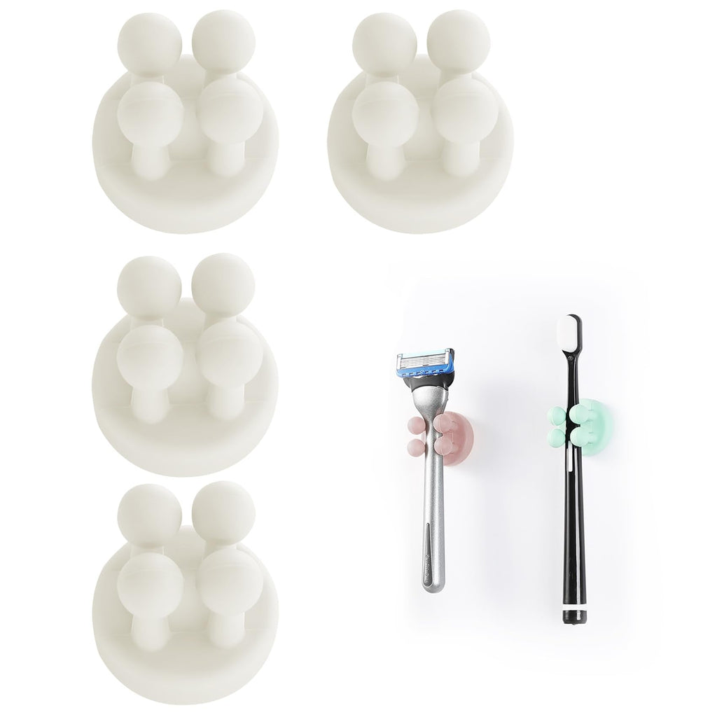 Silicone Toothbrush Holders Multi-Function Hook Razor holder Waterproof Self Adhesive Wall Mounted Single Hook for Wall or Glass for Hanging Bathroom - image 1