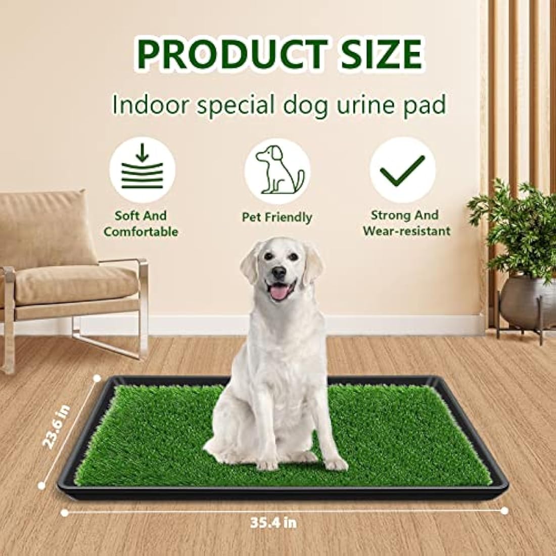 Embellbatt Dog Grass Pad with Tray | 60x90cm Indoor Puppy Potty Trainer