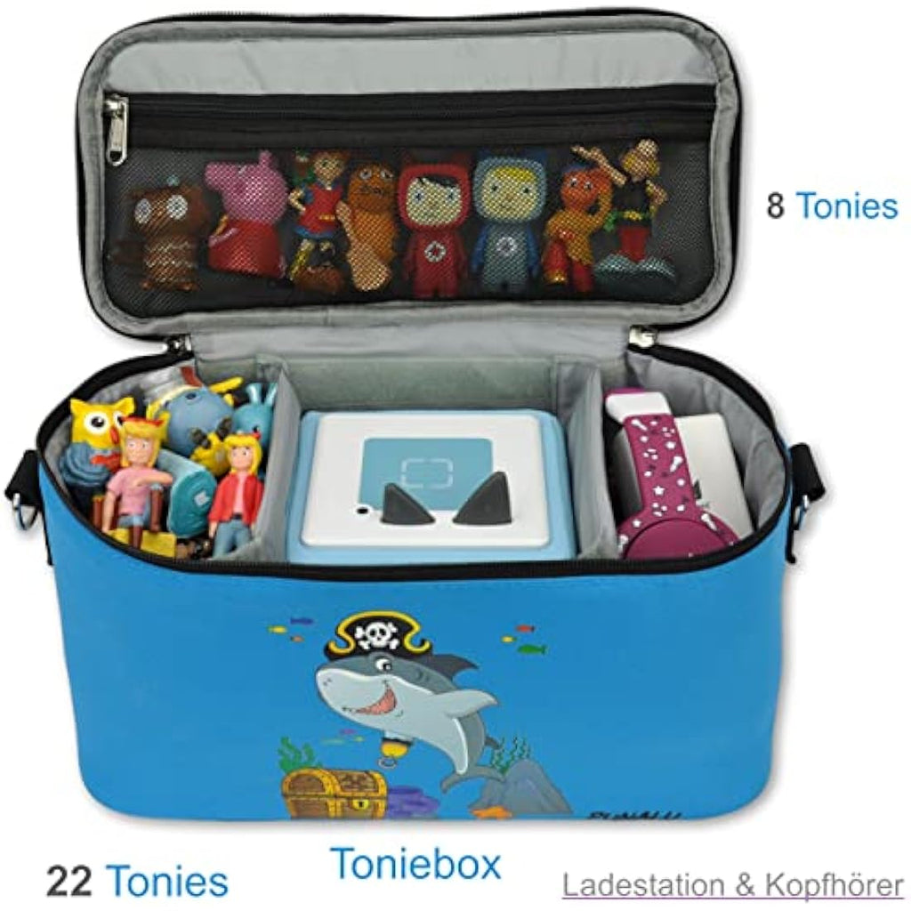 PUNALU Toniebox Storage Bag – Durable Kids Travel Case for 30 Tonies, Blue