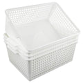 Fosly Large Rectangular Storage Basket Set of 4, White Plastic Basket Boxes - image 1