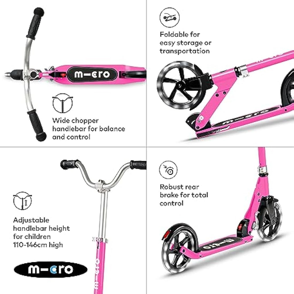 Micro Scooters Cruiser LED Kids Scooter | Foldable 200mm Wheels | 6-12yrs
