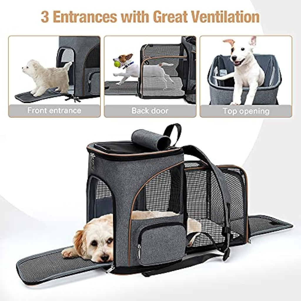 Lekesky Expandable Cat Carrier Backpack | Breathable Pet Rucksack - Grey