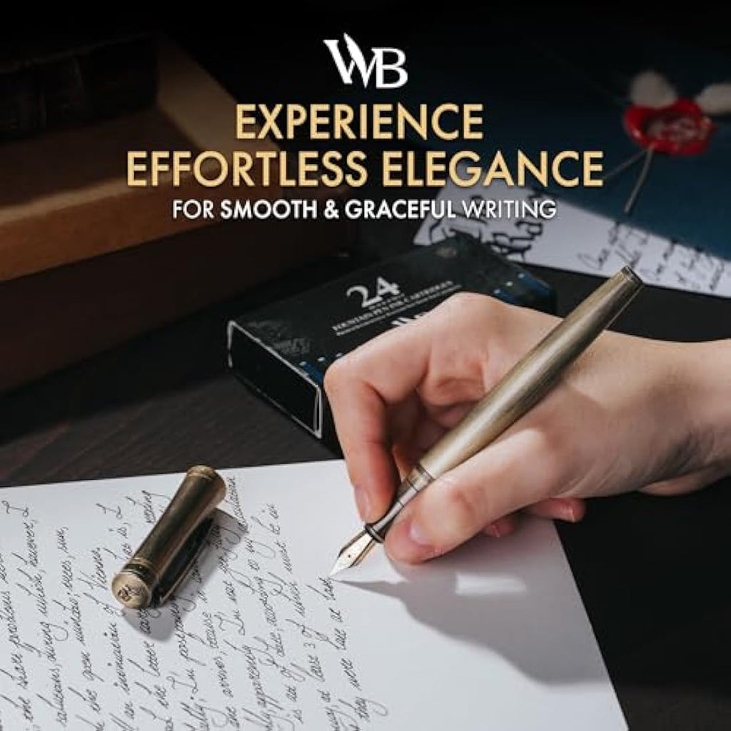 Luxury Fountain Pen – Brushed Bronze, 18K Gilded Nib
