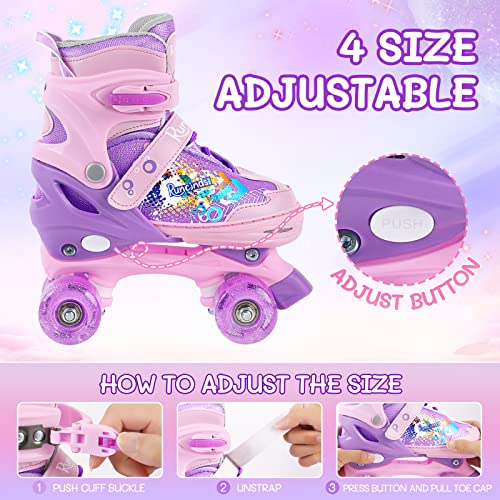 Runcinds Adjustable Kids Roller Skates for Girls with Light Up Wheels