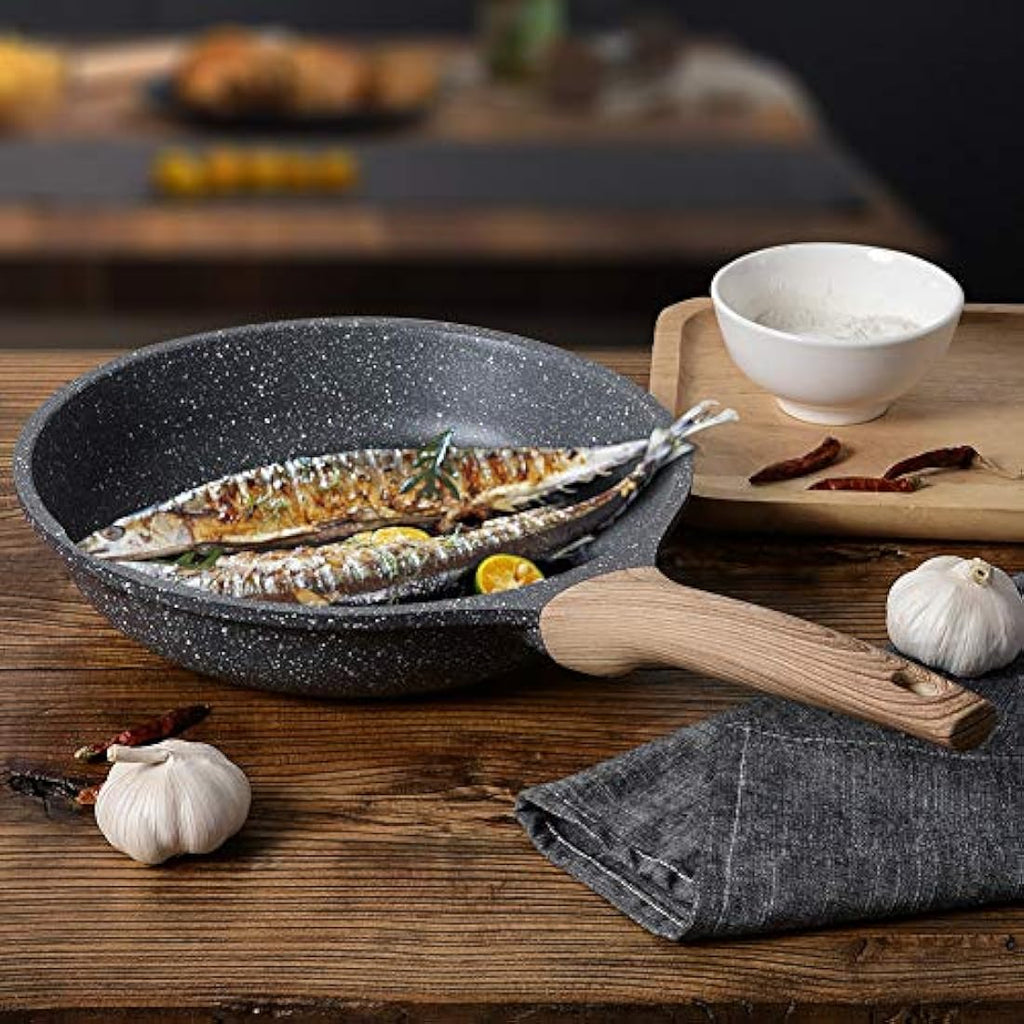 ZUOFENG 24cm Nonstick Frying Pan | Granite Stone Induction Skillet