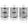 Jolof Store 3-Pack Crushed Diamond Glass Coffee Tea Sugar Canister Set