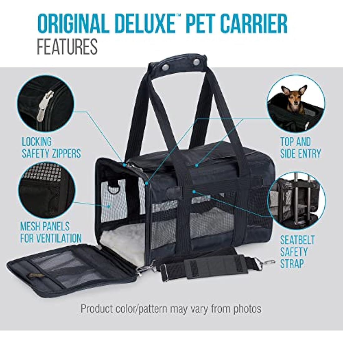 Sherpa Original Deluxe Pet Carrier | Airline Approved - Black, Small