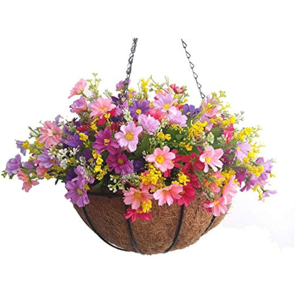Artificial Silk Daisy Hanging Basket – DIY Floral Decor (Big)