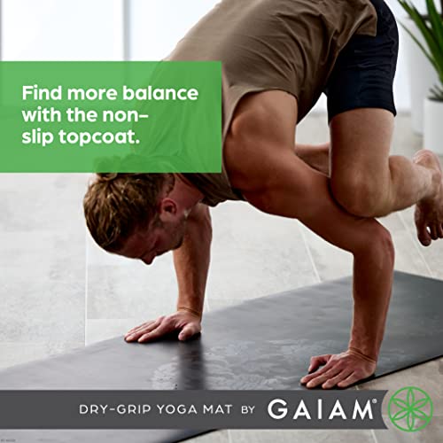 Gaiam Dry-Grip Yoga Mat – 5mm Thick Non-Slip Hot Yoga & Fitness Mat