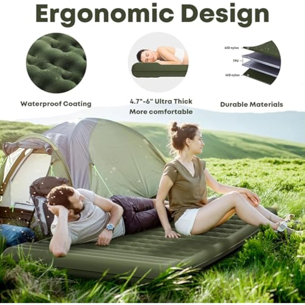 MAMBAKOTR Camping Sleeping Pad – Extra Thick Inflatable Air Mattress