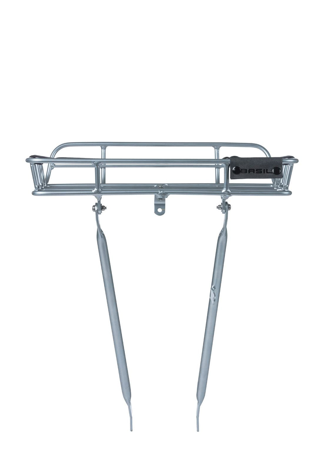 Basil Portland Front Carrier – Aluminum Bicycle Rack with Tan Belt