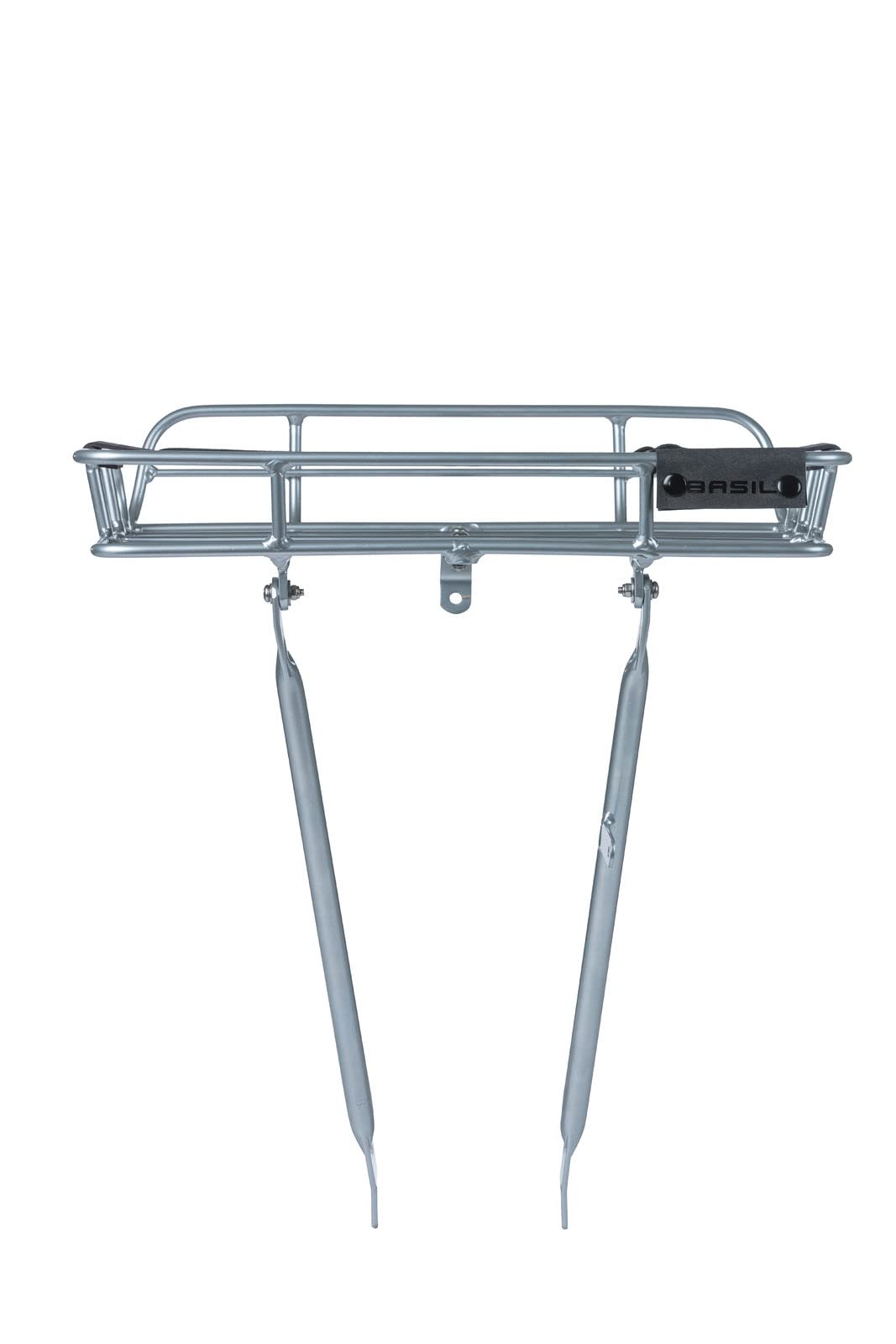 Basil Portland Front Carrier – Aluminum Bicycle Rack with Tan Belt