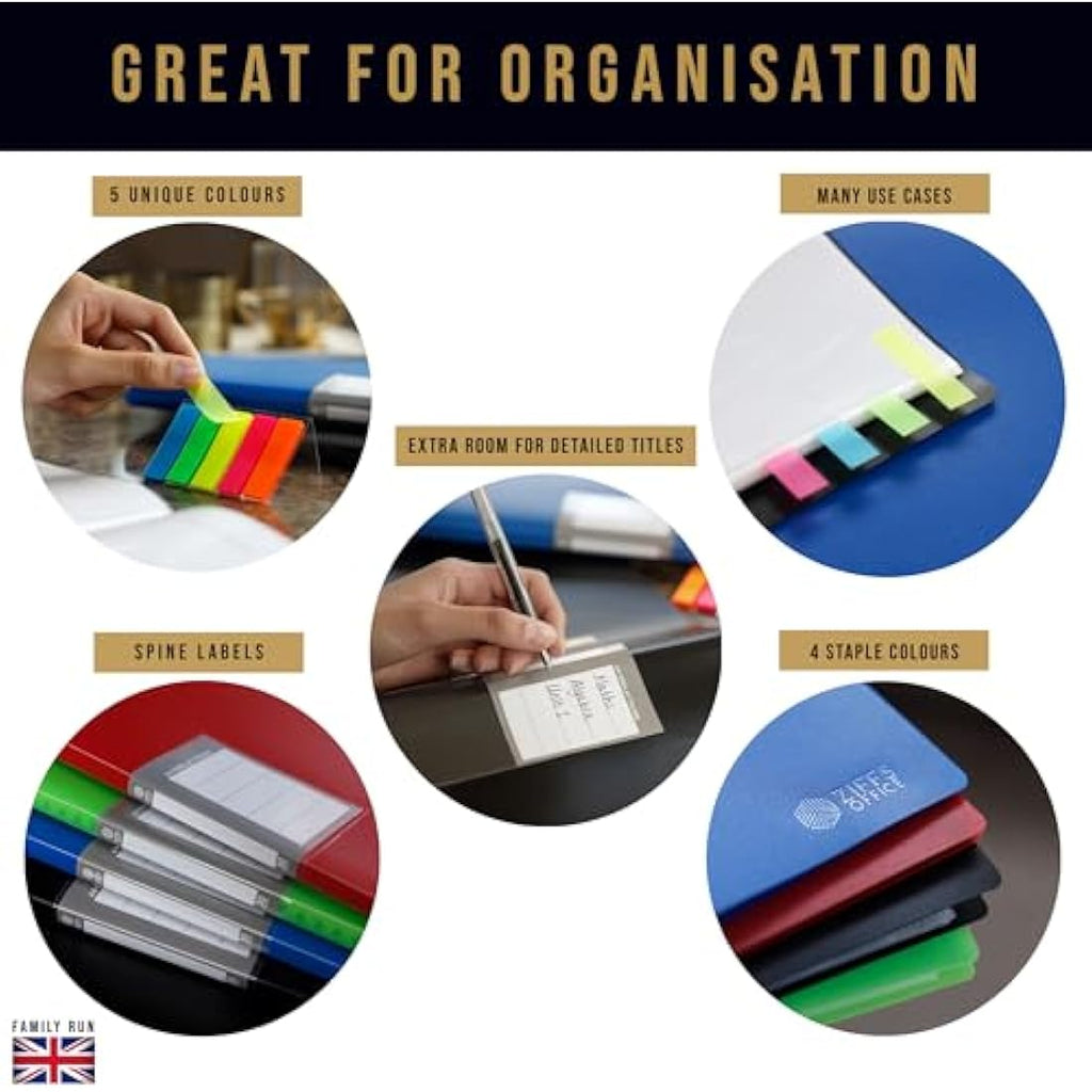 Ziffs Office A4 Display Folders - 4 Pack of 30 Pockets with Labels
