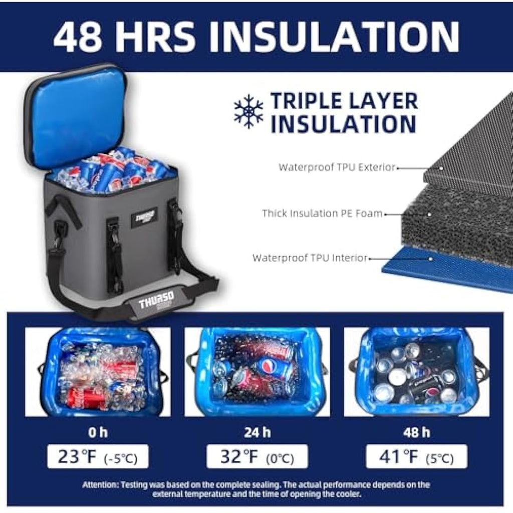 THURSO SURF 24 Can Soft Cooler Bag – 48hr Insulated Waterproof Floating