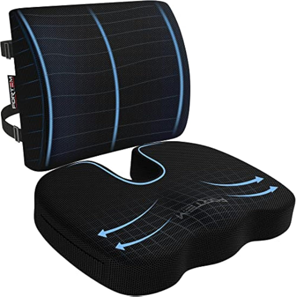 Jolof Store Memory Foam Lumbar Support Pillow and Seat Cushion Set