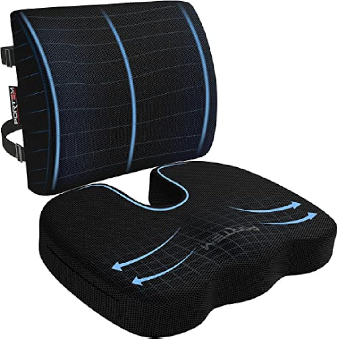 Jolof Store Memory Foam Lumbar Support Pillow and Seat Cushion Set