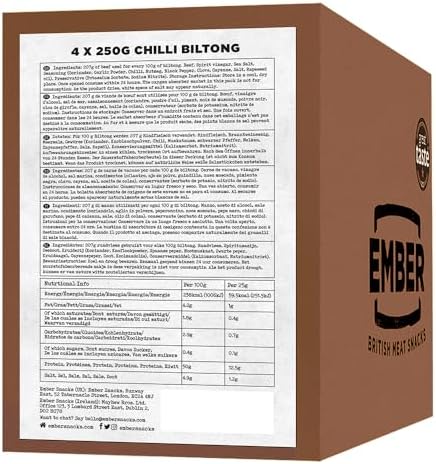 Ember Snacks Chilli Beef Biltong – High Protein Keto Snack (4 x 250g)