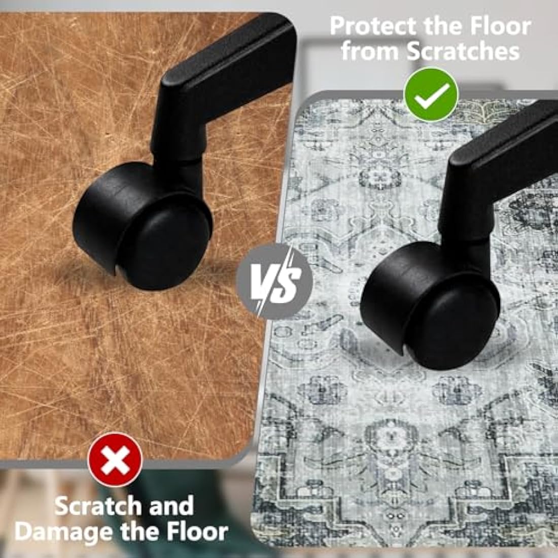 Office Chair Mat for Hardwood Floor - 120x150cm Grey Washable