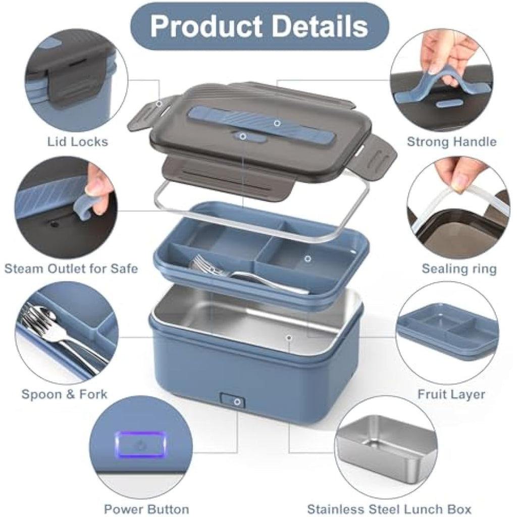 Herrfilk 100W Electric Lunch Box – 1.8L Heated Bento for Car, Truck & Home