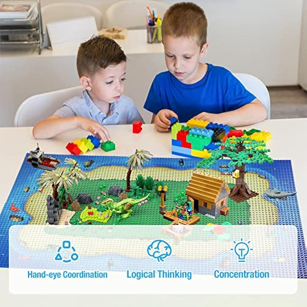 Etarnfly 6 Pack Ocean Island Base Plates - 10x10 Building Block Set