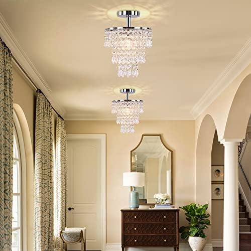 FRIXCHUR Modern 3-Tier Crystal Raindrop Chandelier | Chrome Ceiling Light