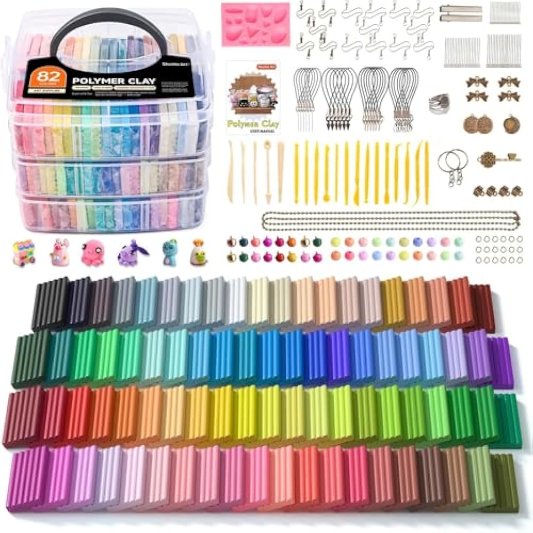 Shuttle Art 82 Colors Polymer Clay Kit – Oven Bake Modeling Clay with Tools