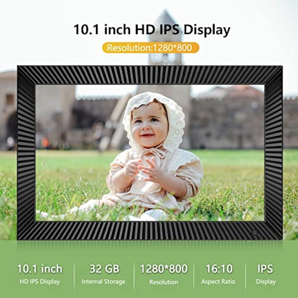 Akimart 10.1" WiFi Digital Photo Frame | 32GB IPS Touch Screen Smart Frame