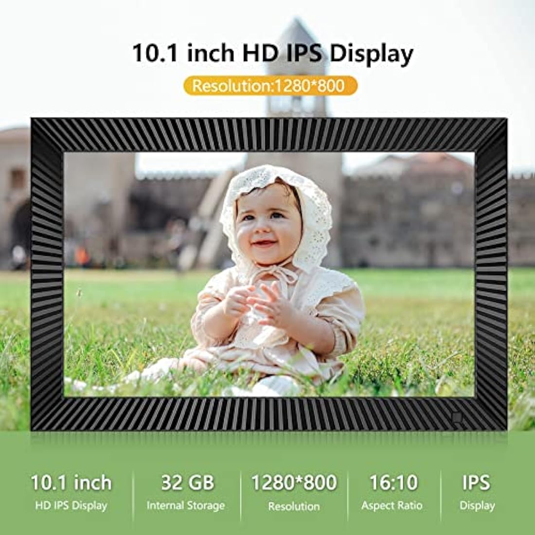 Akimart 10.1" WiFi Digital Photo Frame | 32GB IPS Touch Screen Smart Frame