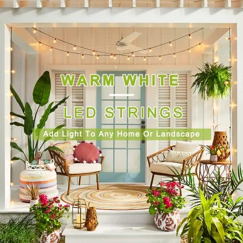 Kawaya 150ft Outdoor Festoon Lights | Waterproof LED Garden String Lights