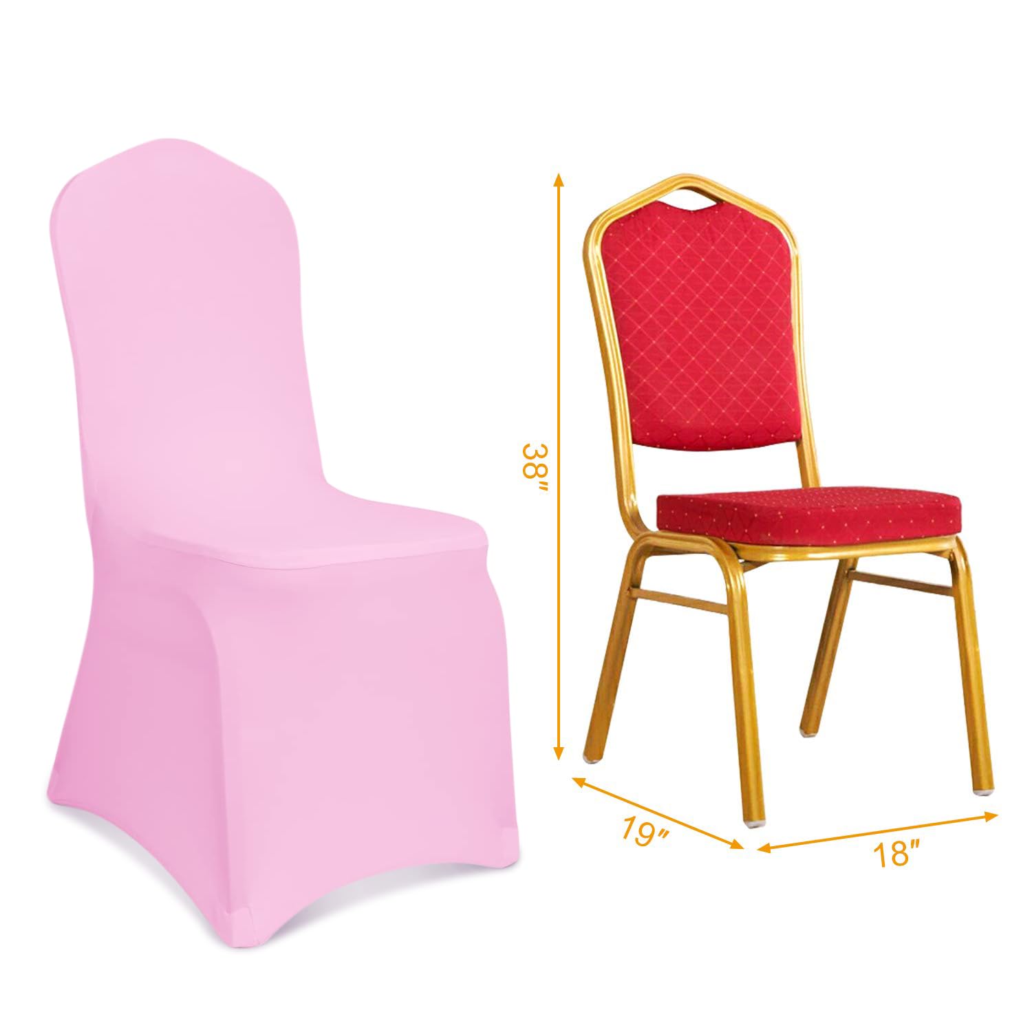 Kapwall Pink Spandex Chair Covers – 12 Pack Stretch Washable Banquet Decor