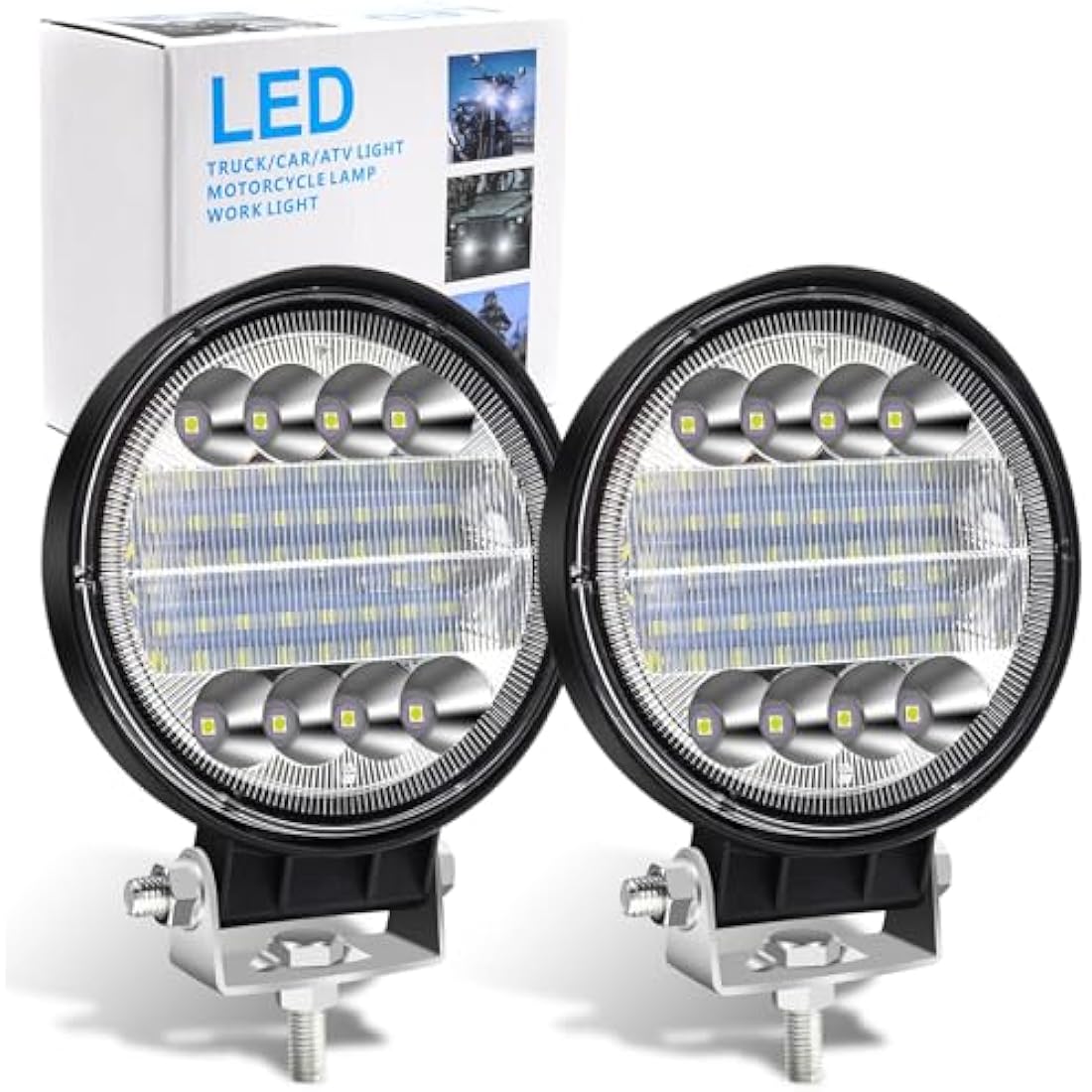 72W LED Work Lights – 2PCS Spot Flood Combo Off Road Fog Lights