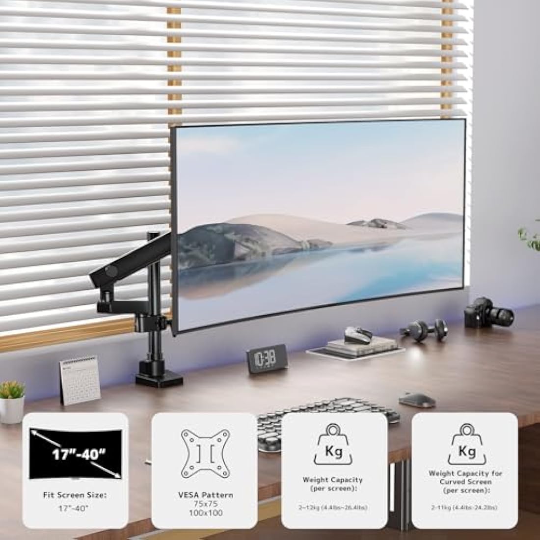 PUTORSEN Heavy Duty Monitor Arm | 17-40" Aluminium Desk Mount
